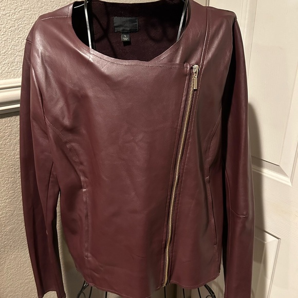 Worthington Plumb Faux Leather Zipper Jacket Size Large - Picture 2 of 9